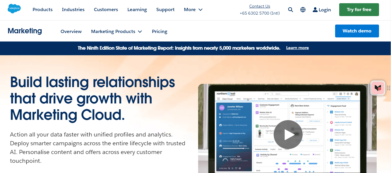 Salesforce Marketing Cloud's webpage