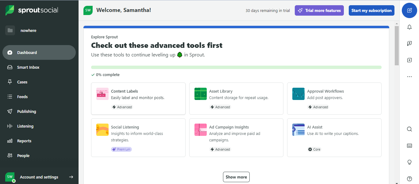 Sprout Social's dashboard