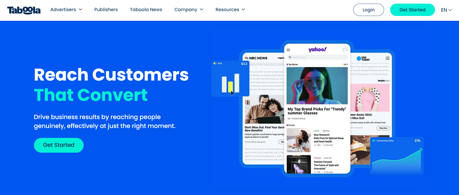 Taboola landing page