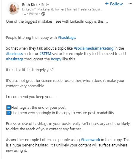 Text-Only Post on LinkedIn