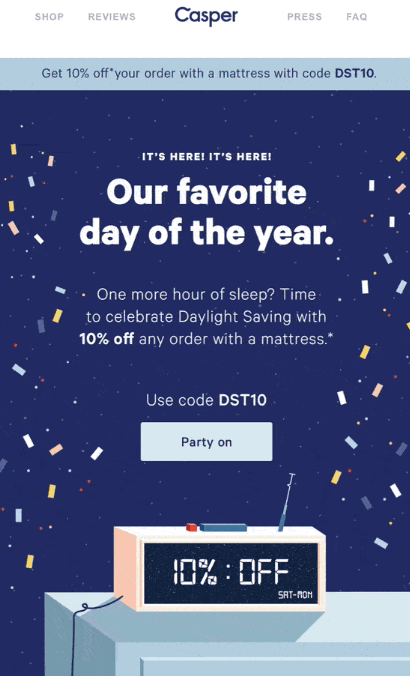 Holiday Email Marketing by Casper