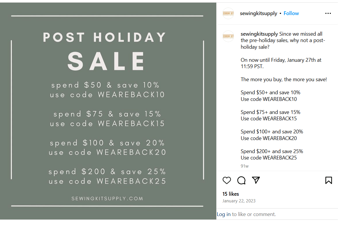 Post Clearance Sale by @sewingkitsupply on Instagram