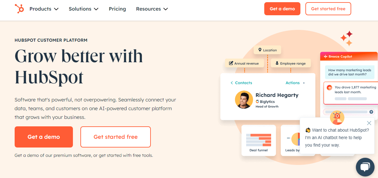 HubSpot’s Home Page