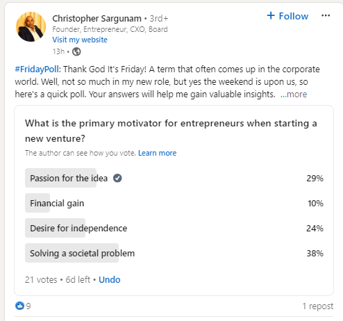 Poll on LinkedIn