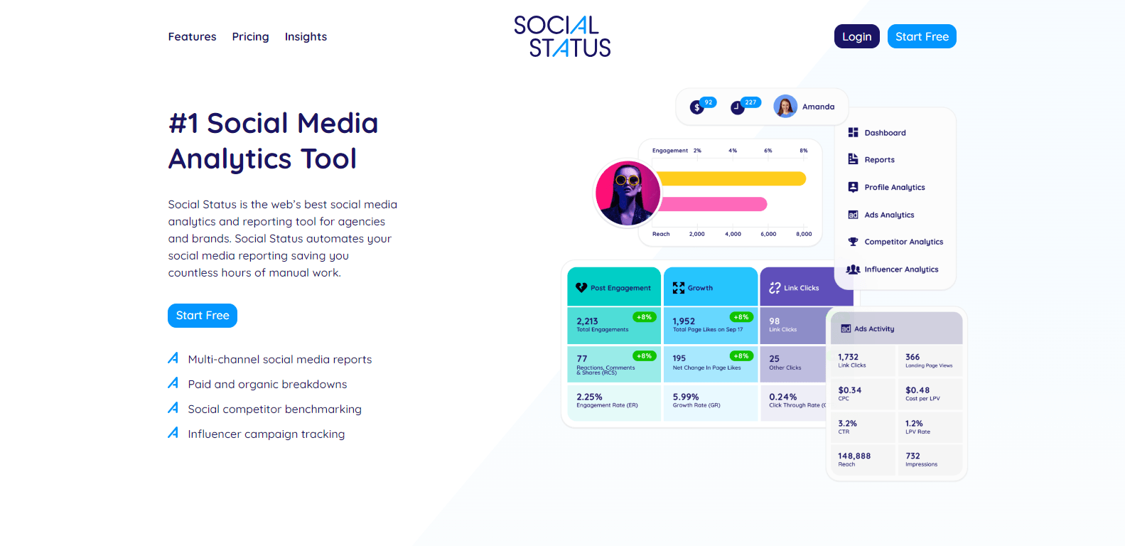 Social Status landing page