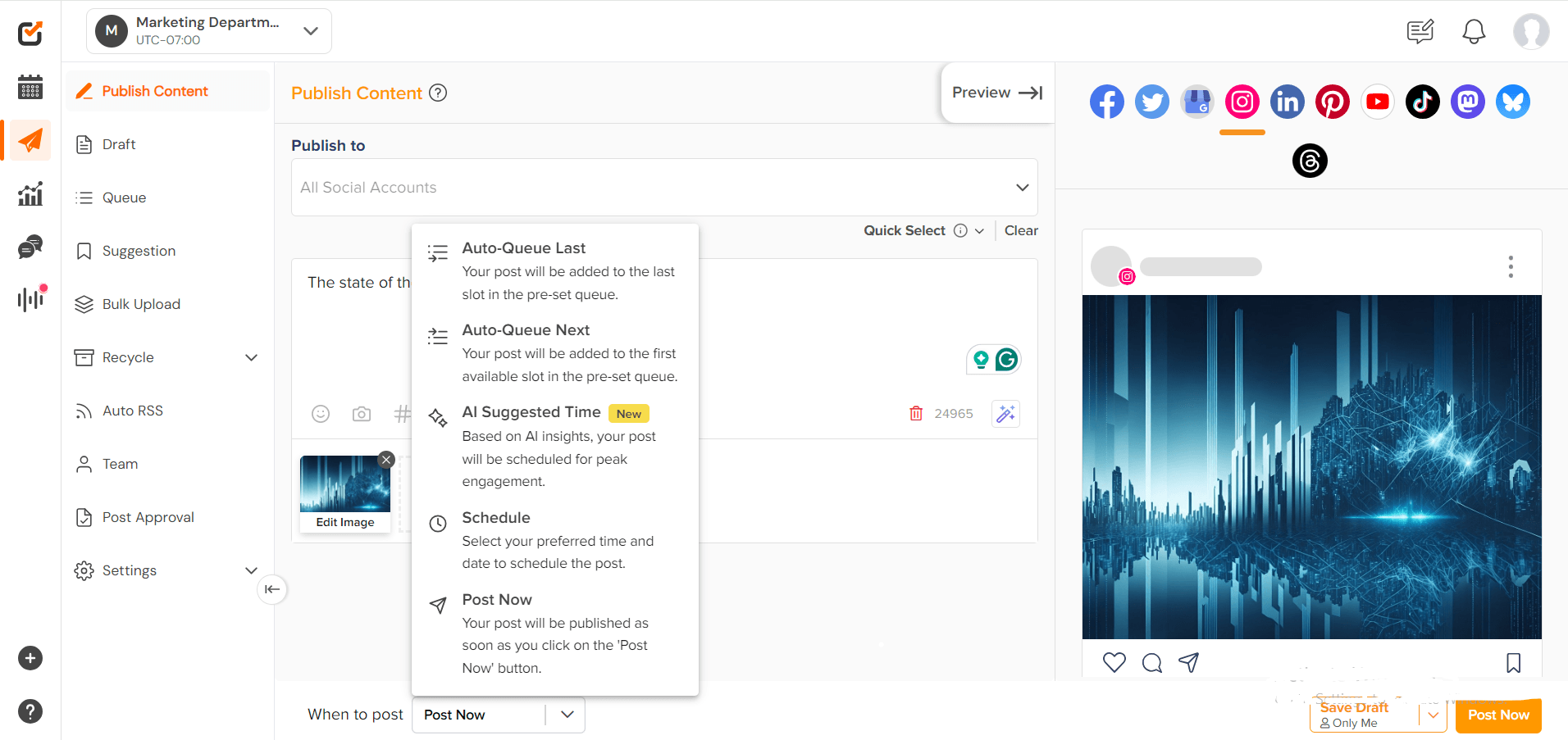 Social Champ's dashboard