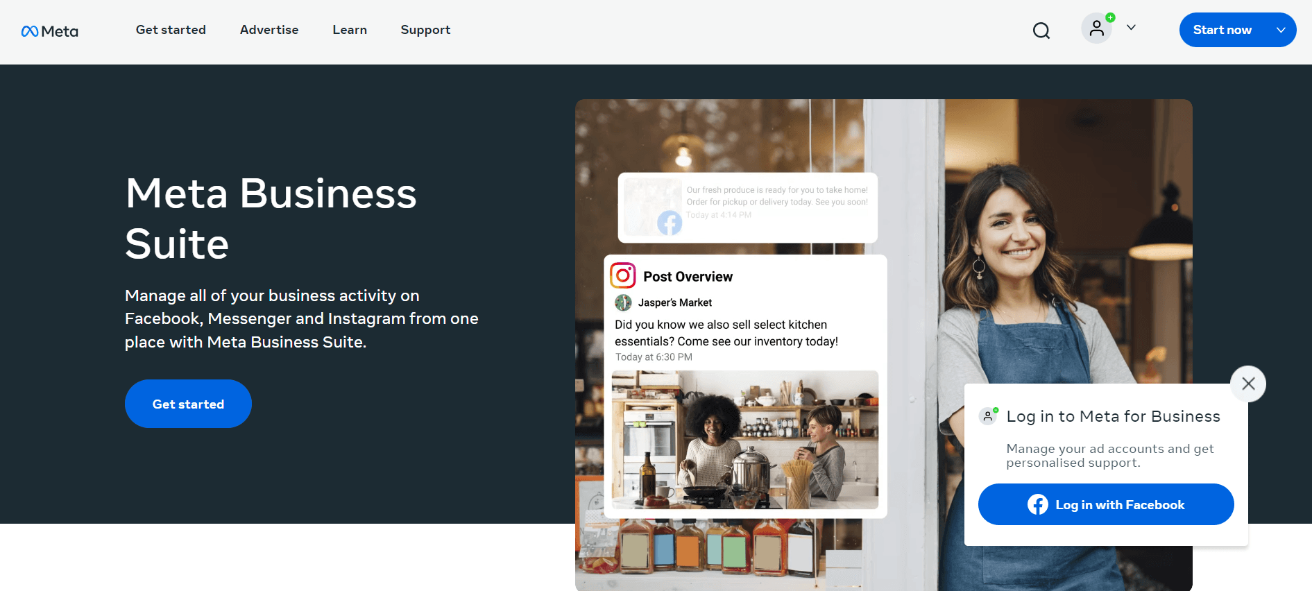 Meta Business Suite landing page