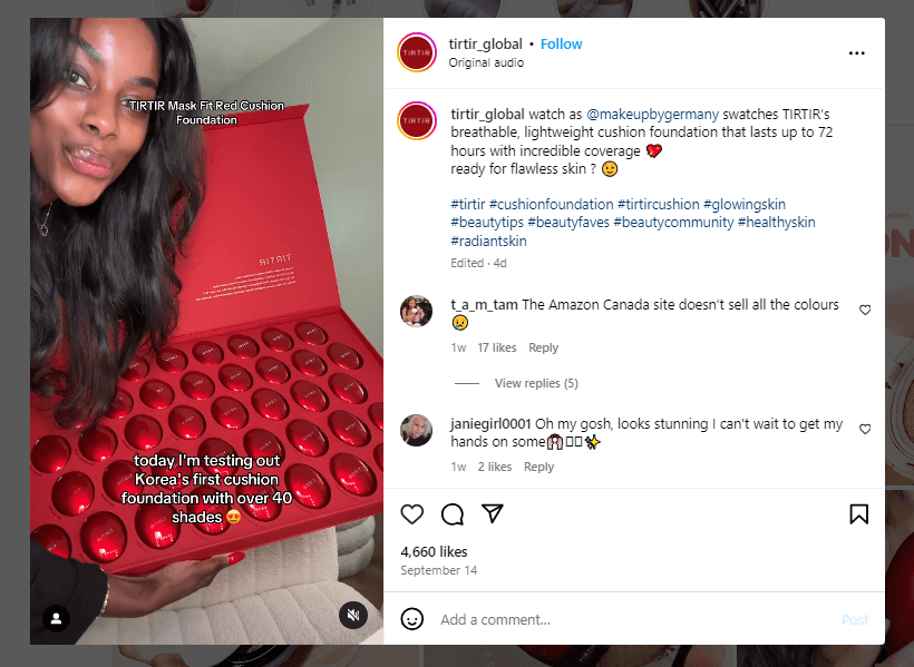 Snapshot of an Instagram collaboration between tirtir_global and makeupbygermany