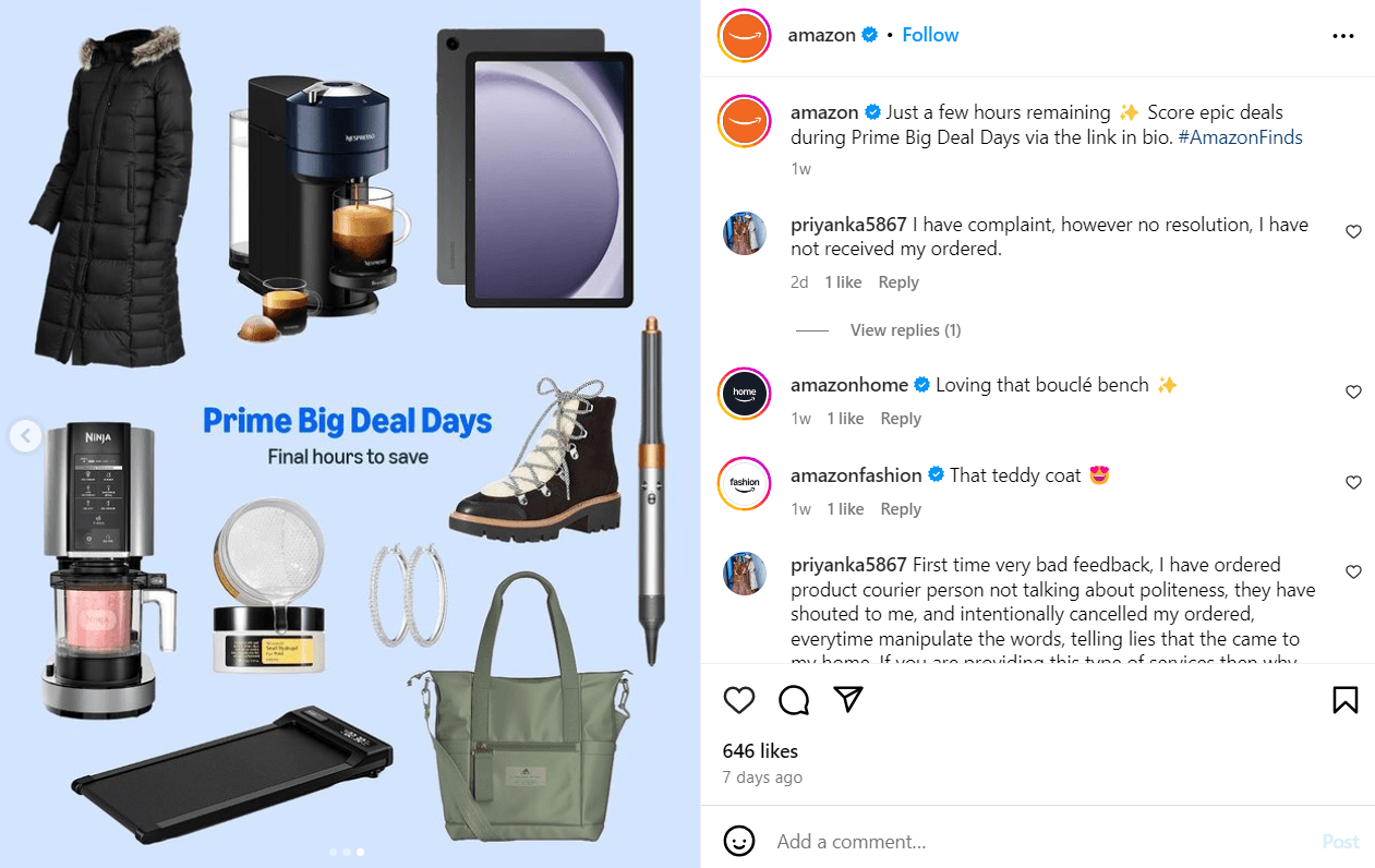 Instagram Post for Discount by Amazon