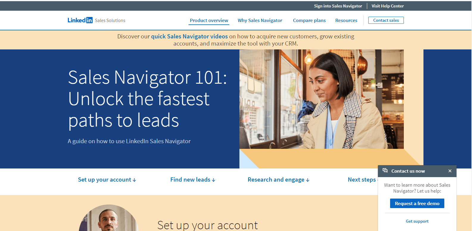 LinkedIn Sales Navigator’s Landing Page