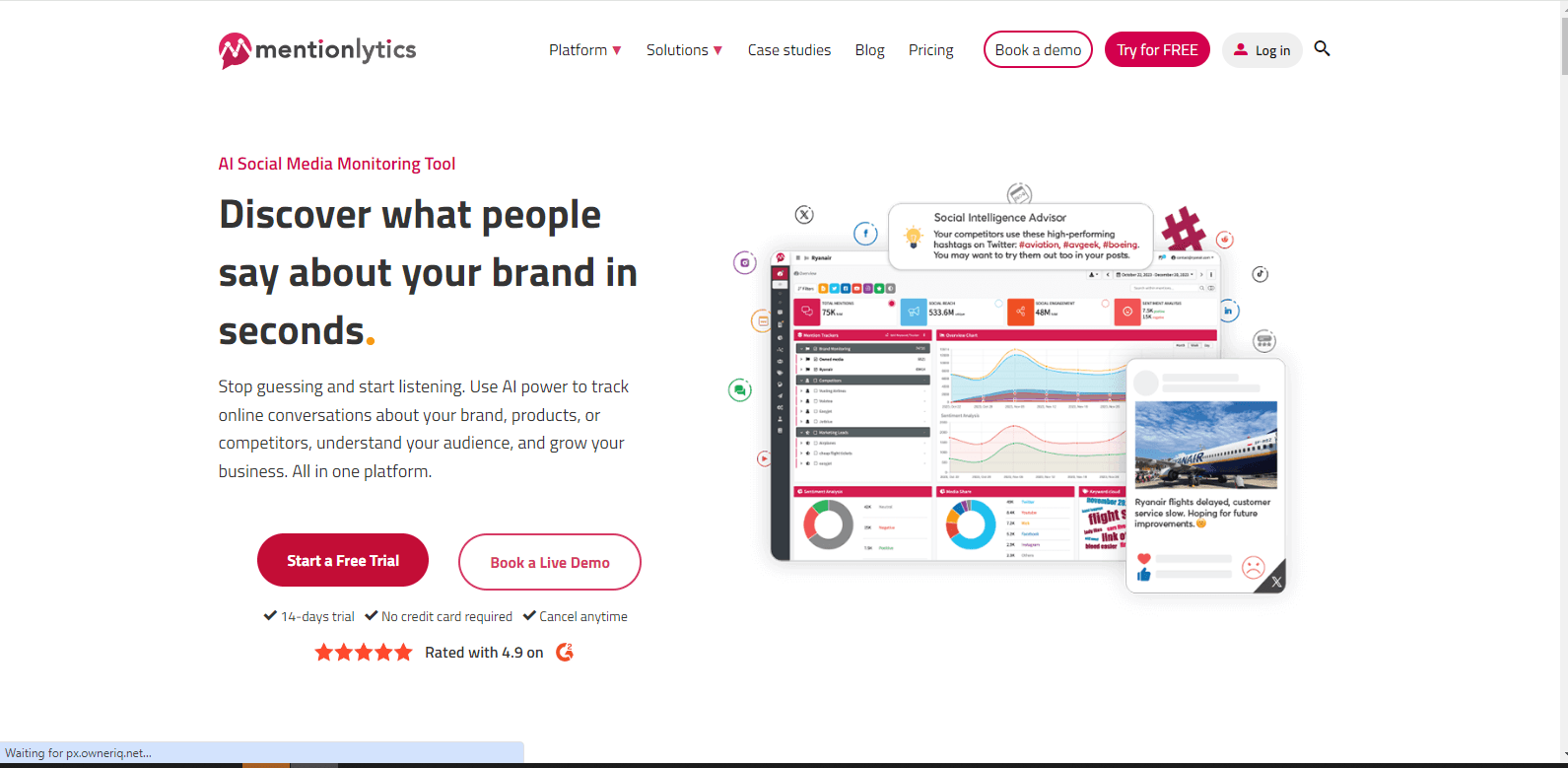 Mentionlytics Landing Page