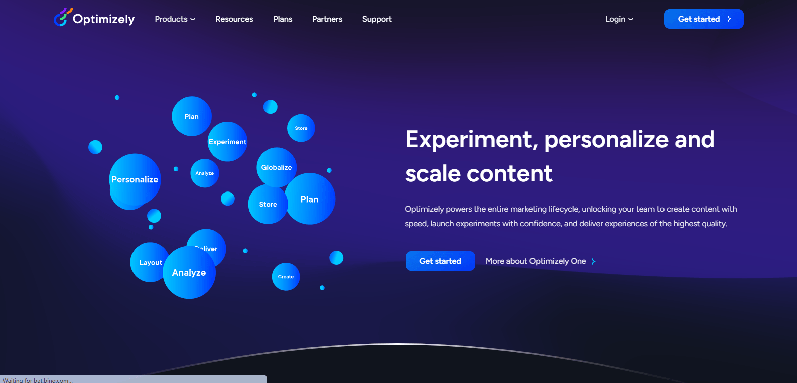 Optimizely’s Landing Page