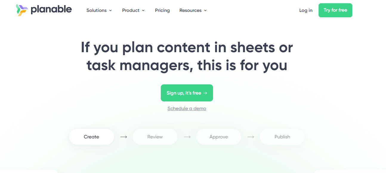 Planable's Landing Page