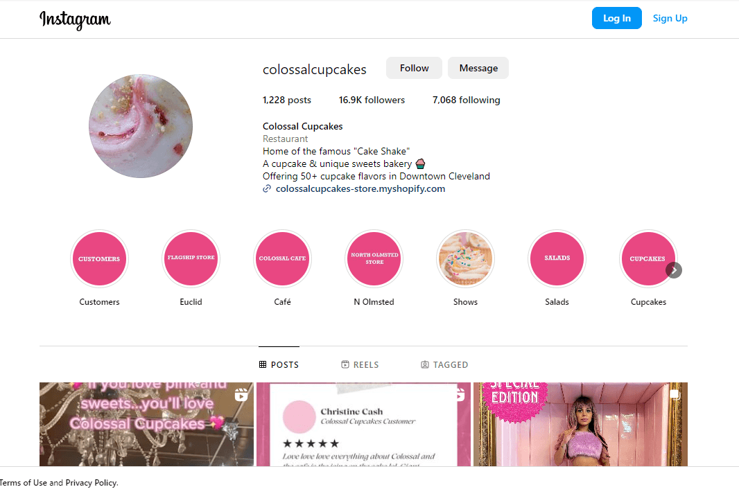 Profile Optimization Example on Instagram