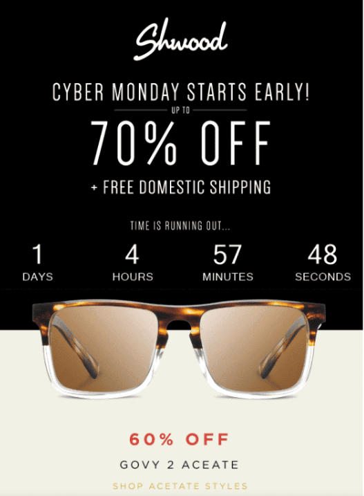 Cyber Monday Email Example by Shwood