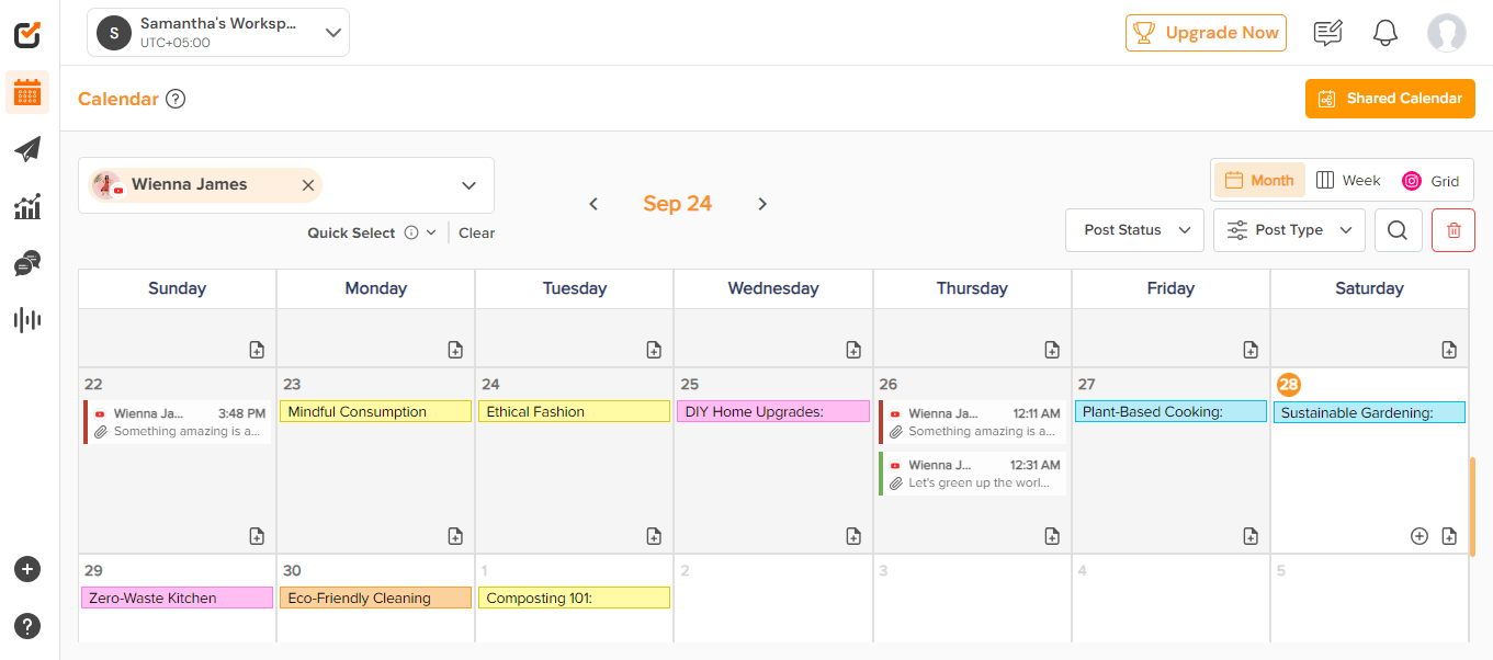 Social Champ Content Calendar