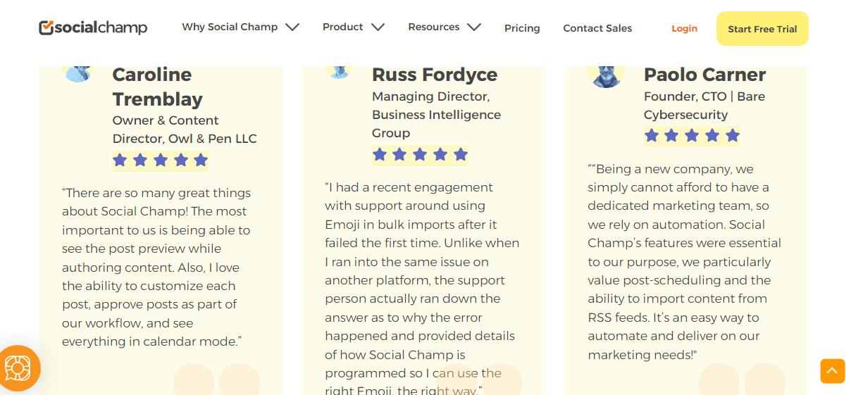 Social Champ’s Customer Testimonials