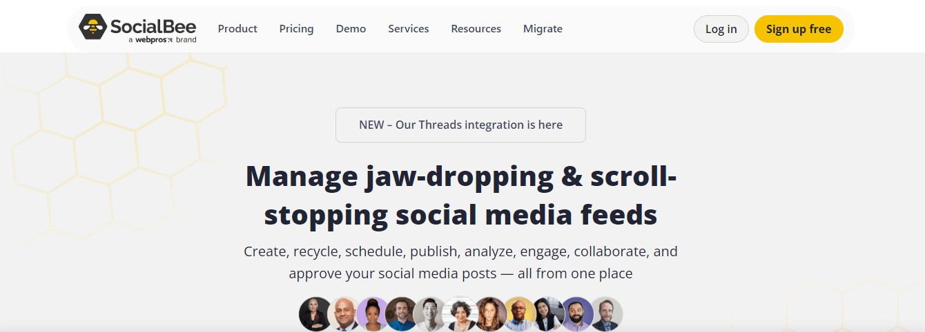 SocialBee's Landing Page