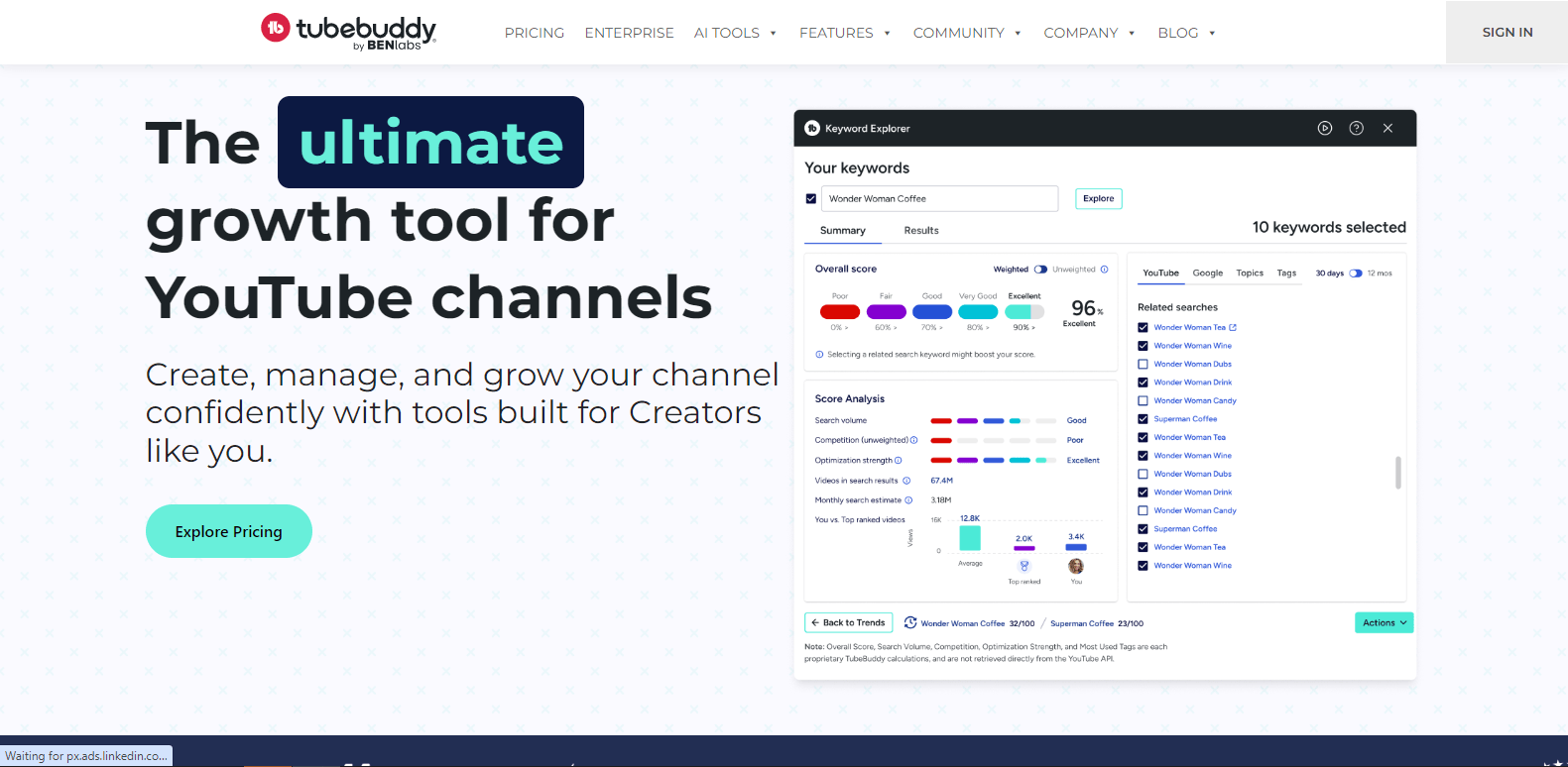 Tubebuddy Landing Page