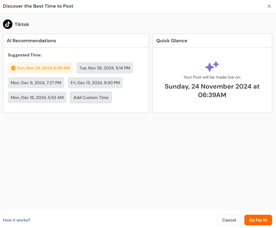 Social Champ's AI-Powered Recommendations on Best Time to Post on TikTok