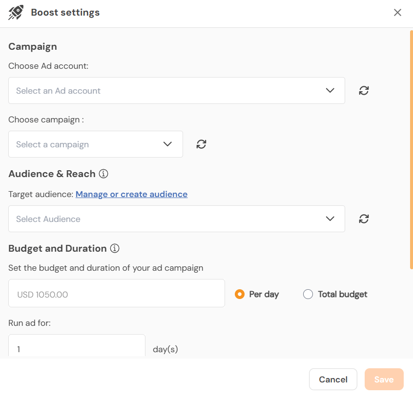 Customizing Boost Post in Social Champ