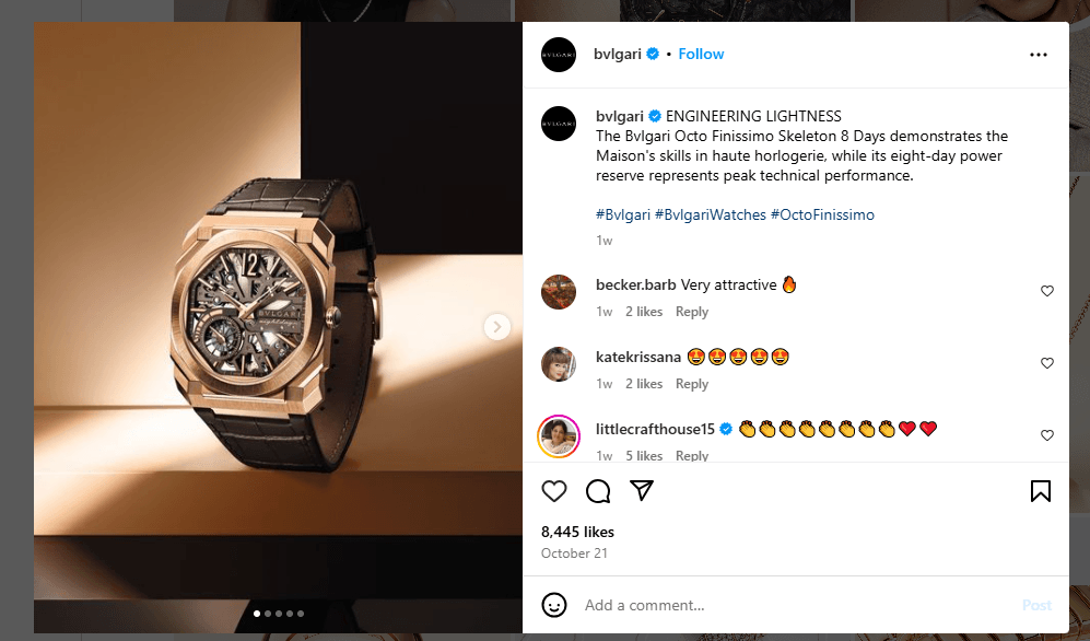 @bvlgari Using High-Quality Image for Instagram Post