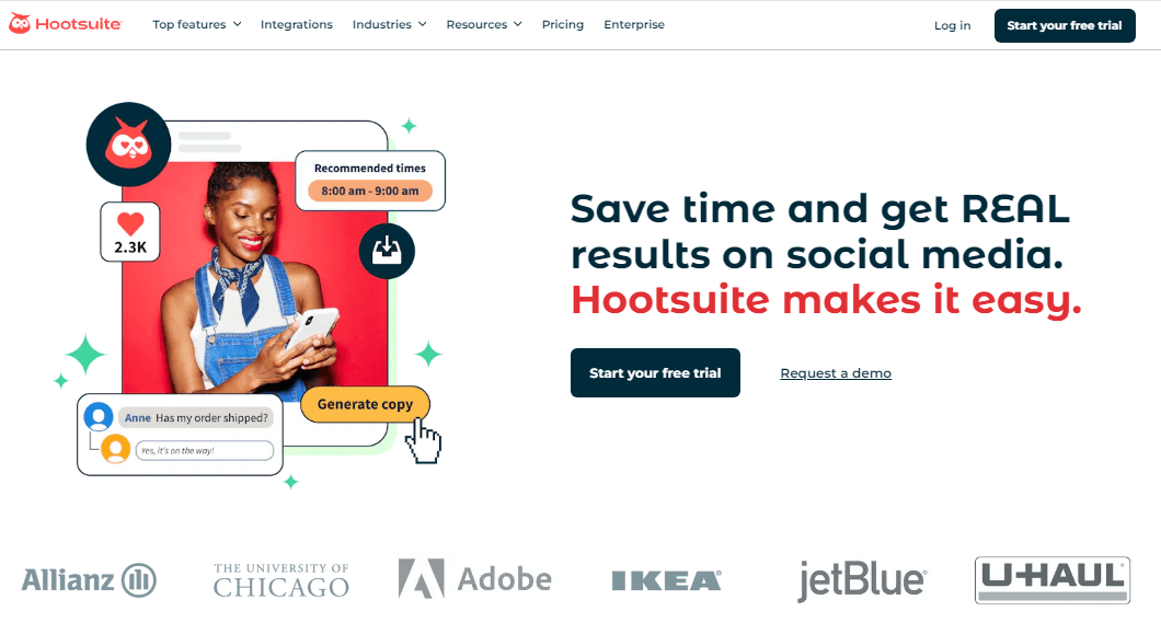 Hootsuite’s Home Page