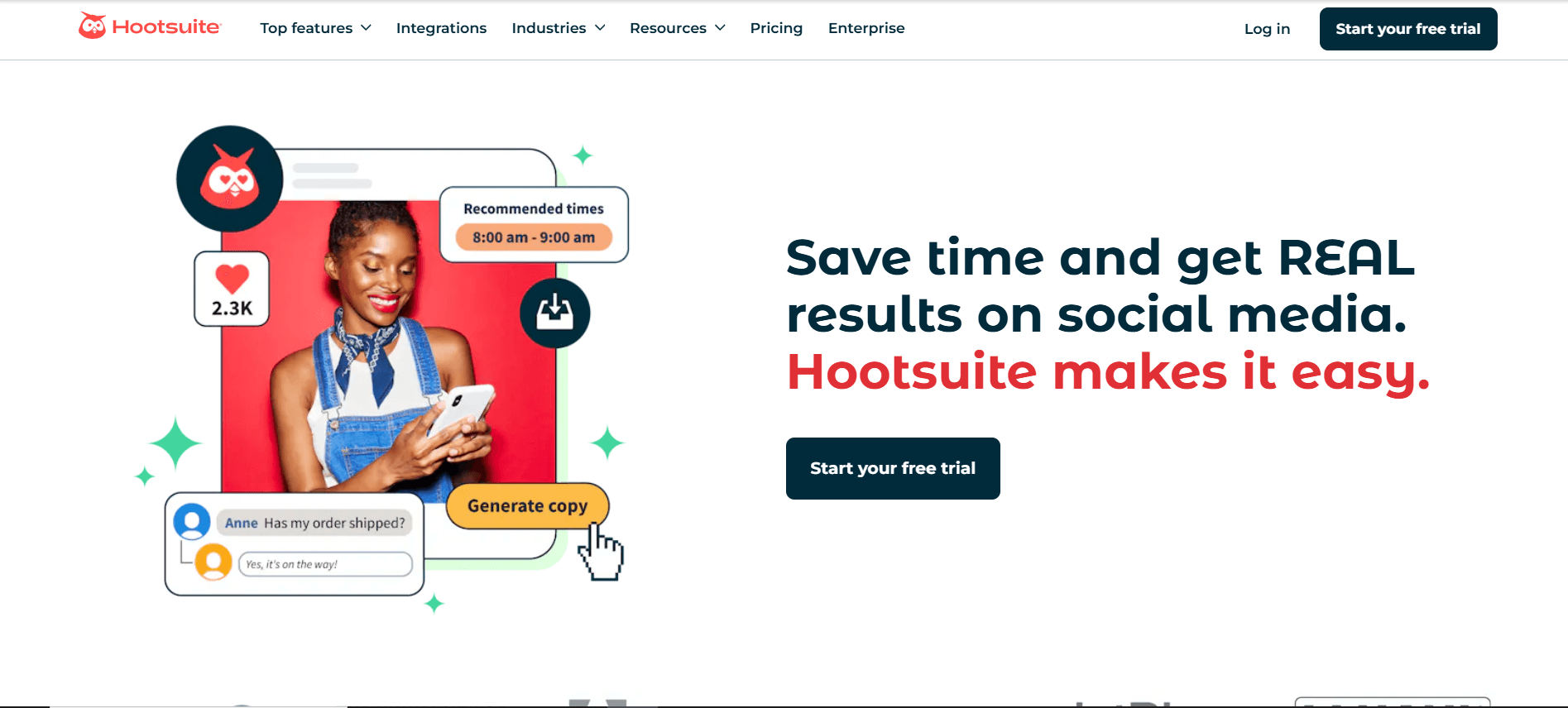 Hootsuite’s Landing Page