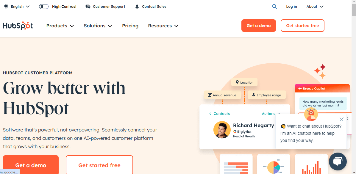 HubSpot’s Webpage