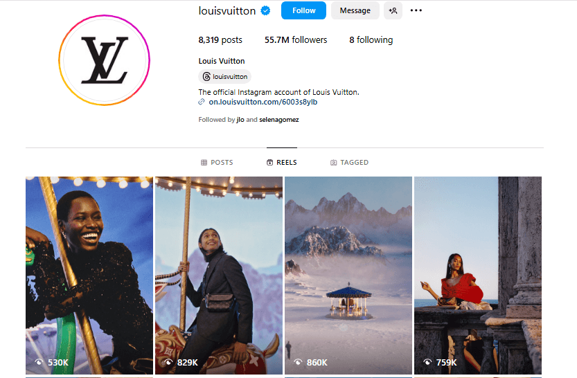 Louis Vuitton’s Instagram Profile