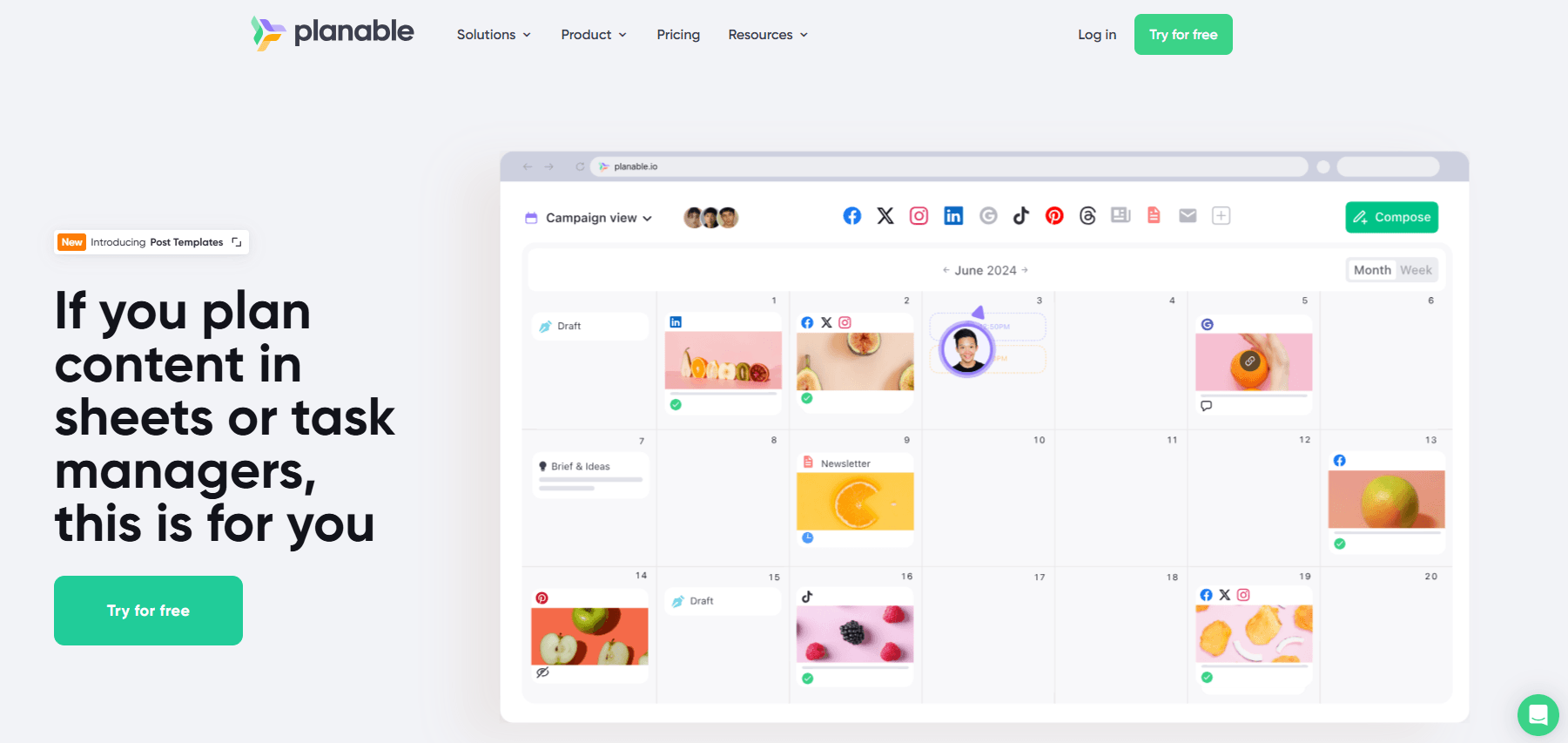 Planable's Landing Page