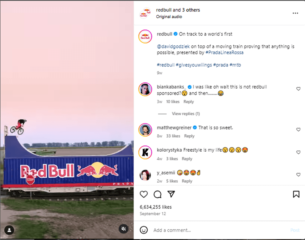 Redbull Using Relevant Hashtags on Instagram 