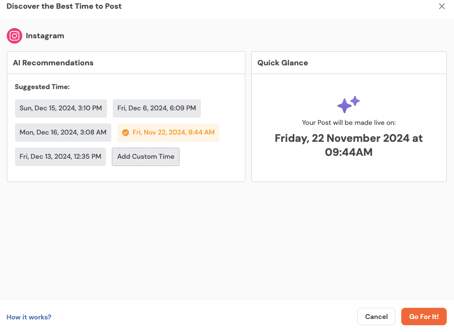 Scheduling Post in Social Champ Using AI Recommendations