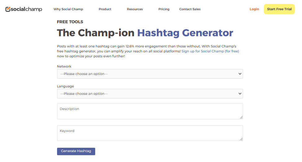 Social Champ’s Free Hashtag Generator Tool