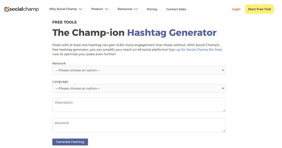 Social Champ’s Free Hashtag Generator