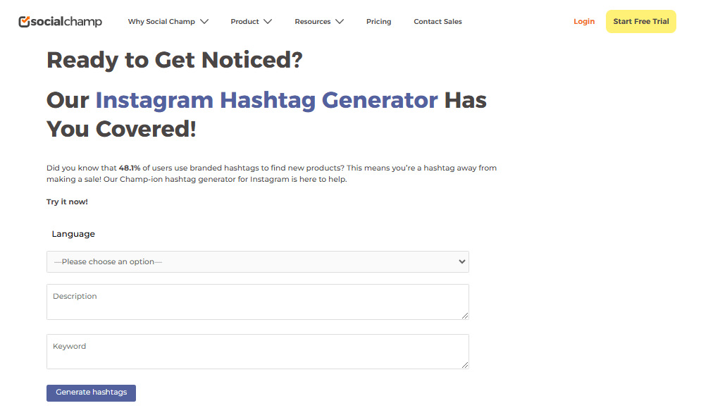 Social Champ’s Instagram Hashtag Generator