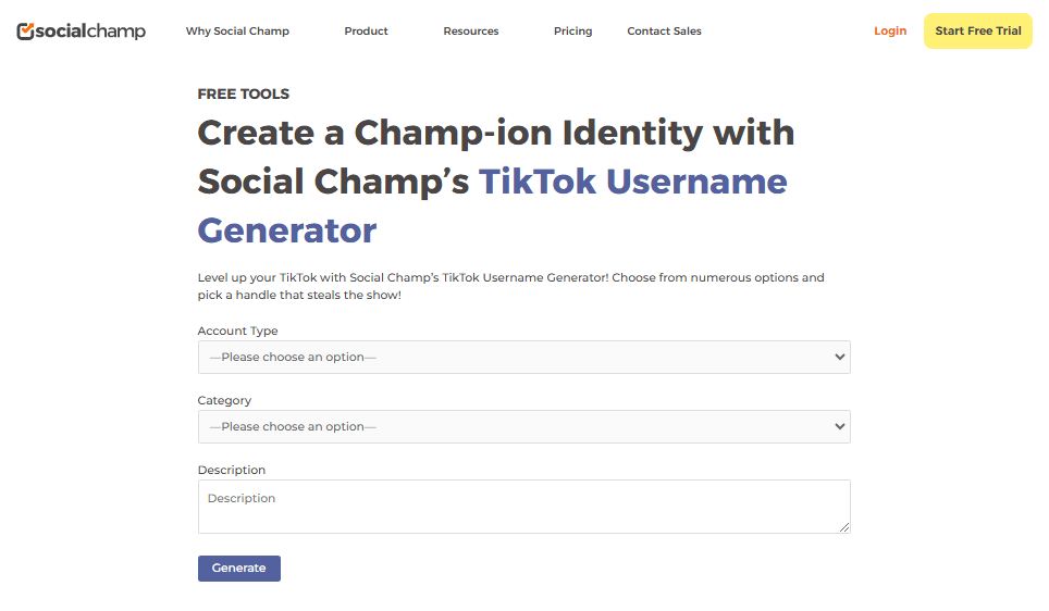 Social Champ’s TikTok Username Generator