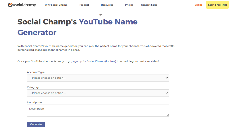 Social Champ’s YouTube Name Generator