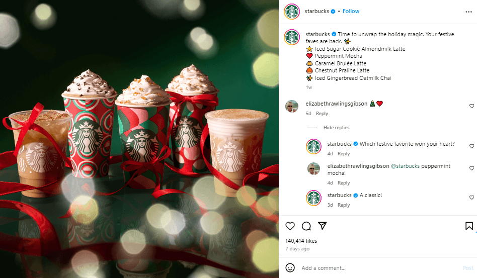 Starbucks' Post On Instagram