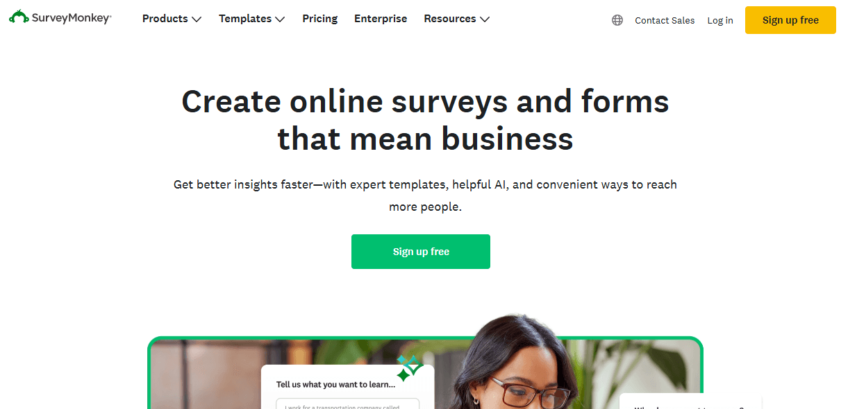 SurveyMonkey’s Webpage