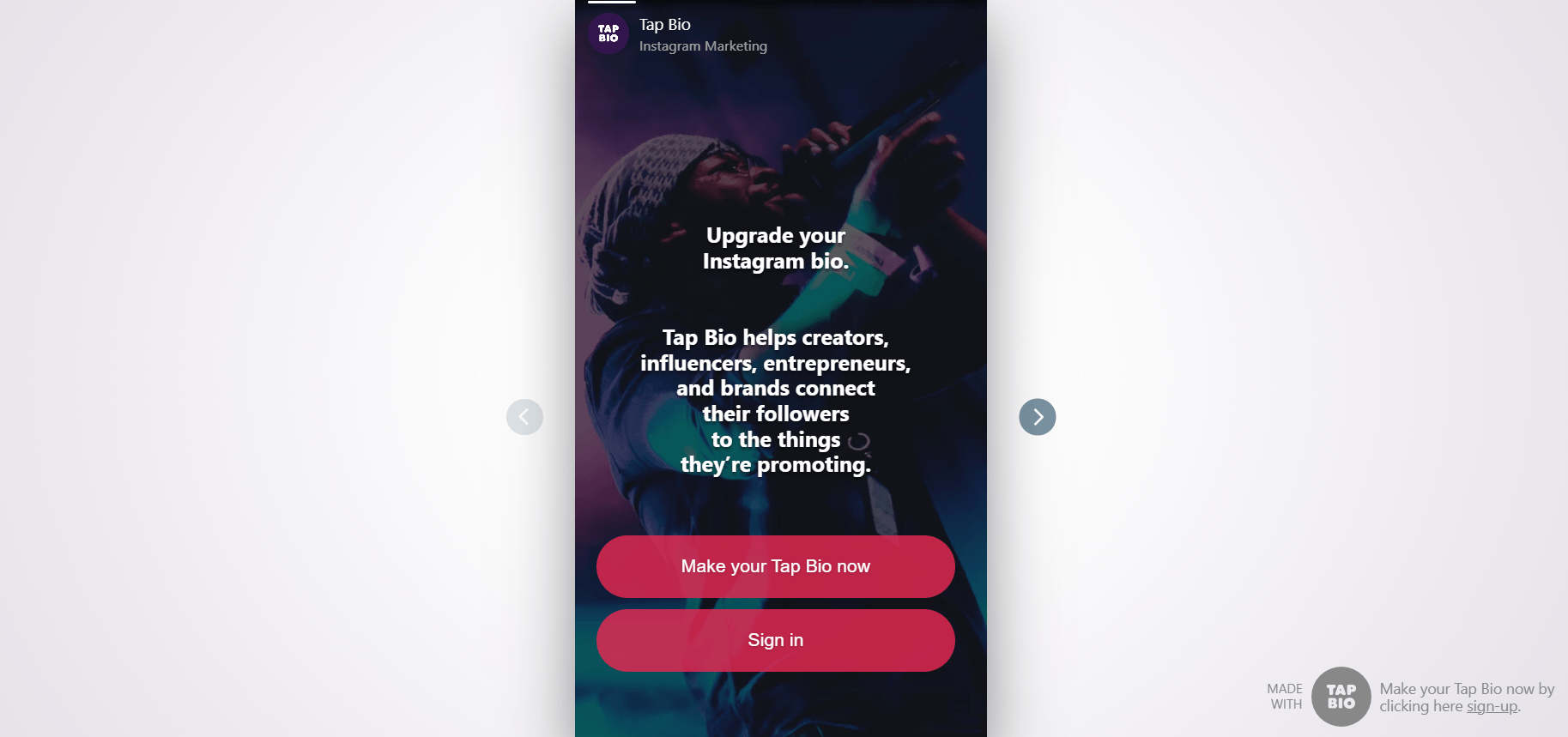 Tap.bio's Landing Page