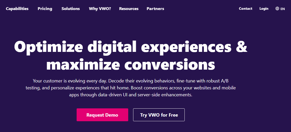 VWO’s Home Page