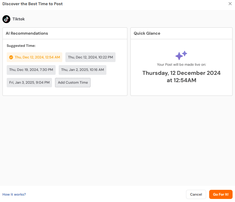 Social Champ's AI Recommendations for the Best Time to Post on TikTok