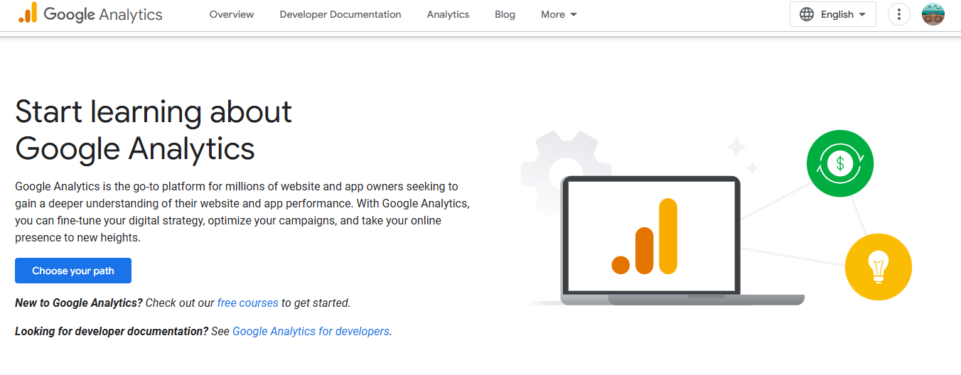 Google Analytics Homepage