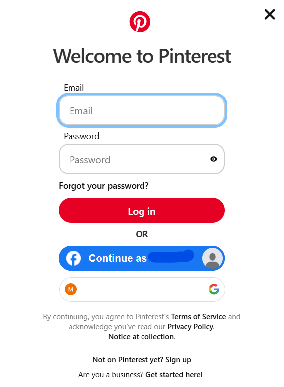 Log In to Your Pinterest Account