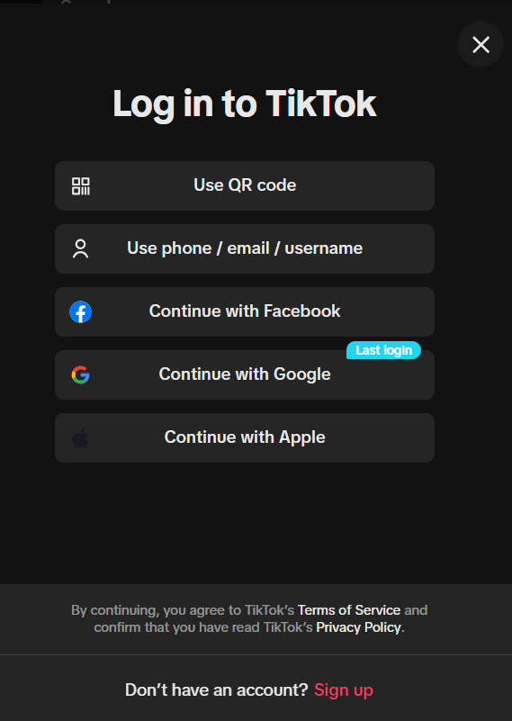 Log In to Your TikTok Account