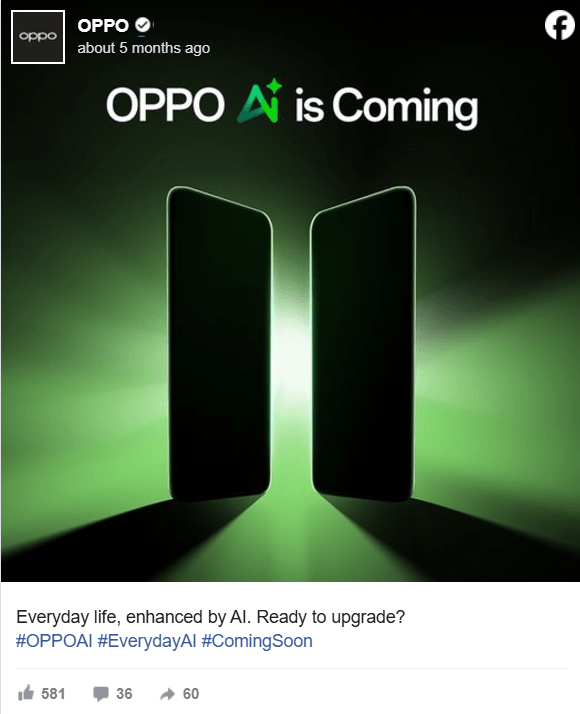 Oppo Teaser Post on Instagram