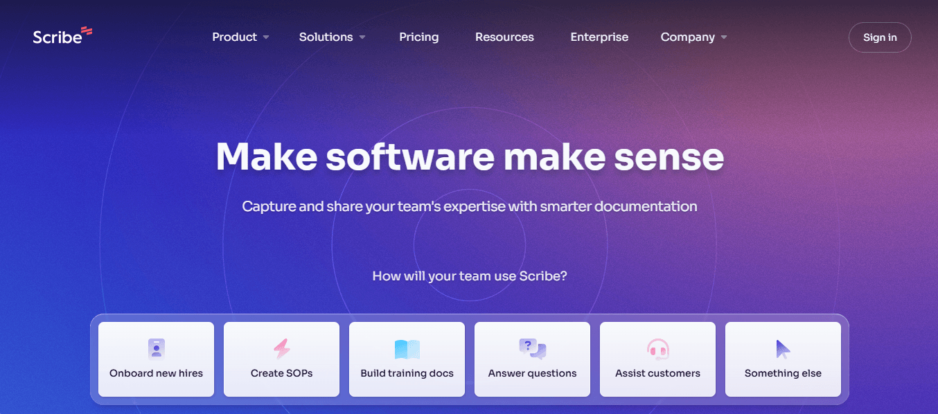 Scribe's Landing Page