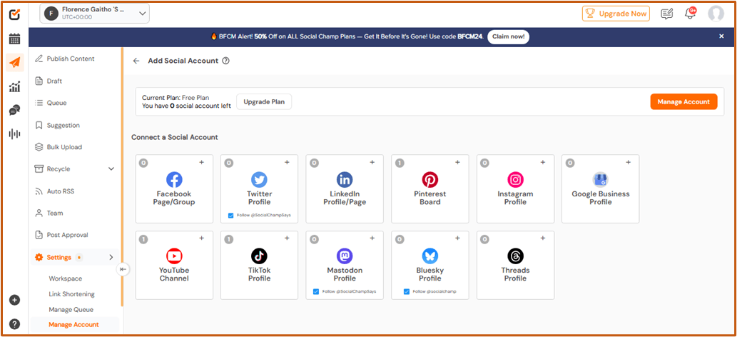 Social Champ’s Dashboard