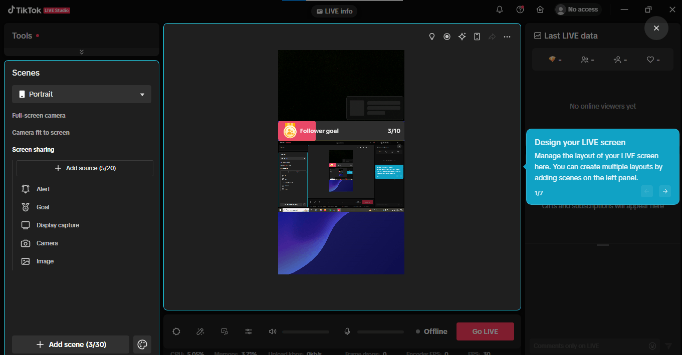 TikTok Live Studio Interface